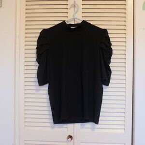 Mock Neck Puff Shoulder Sleeve Top